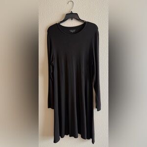 EILEEN FISHER Brown Viscose Jersey Shift Dress Size Medium Long Sleeve